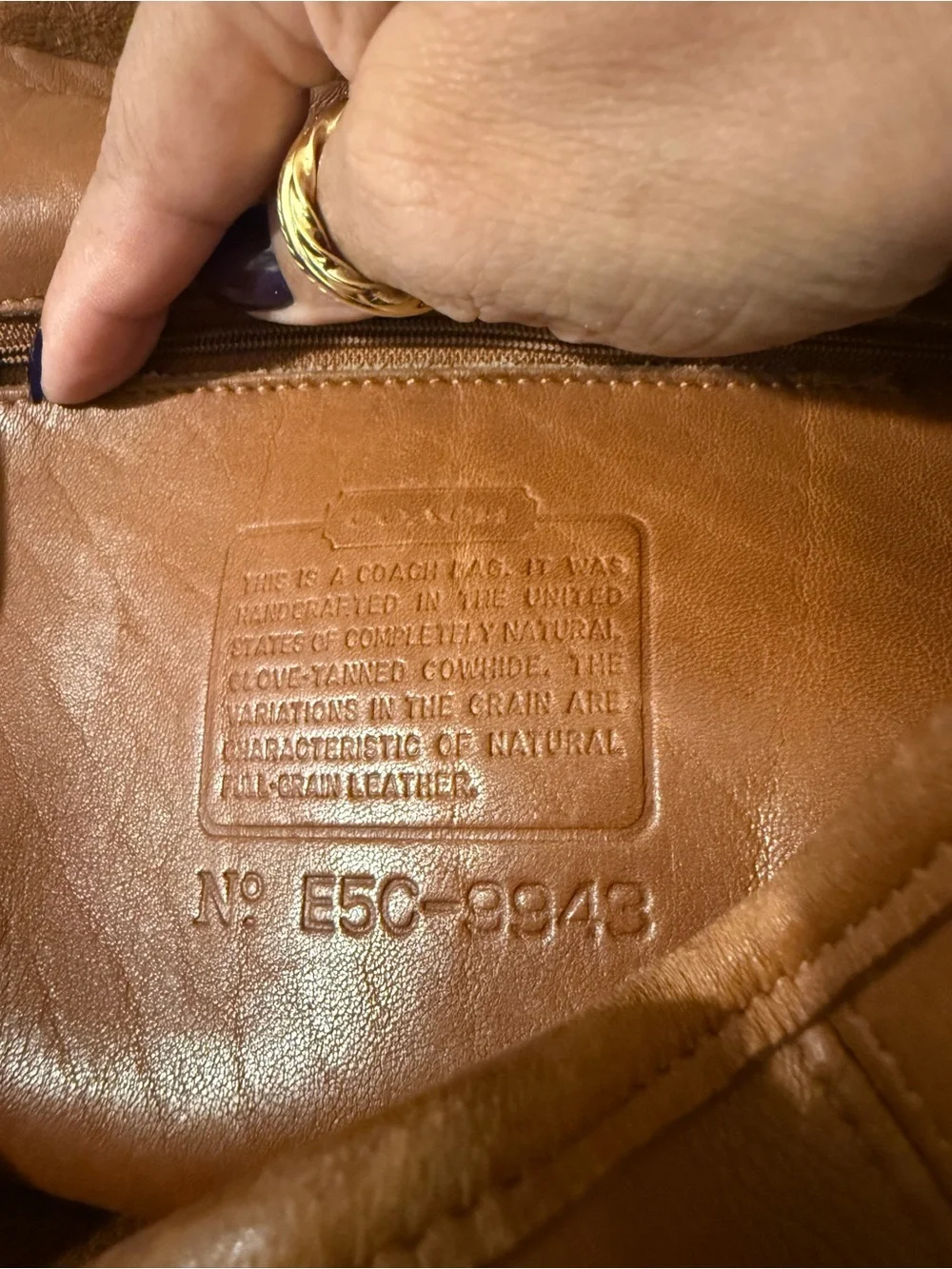 Coach Vintage Classic Backpack style E5C 9943 Tan Leather Drawstring Backpack